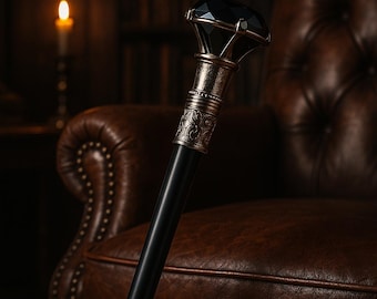 Schwarzer Edelstein Gehstock - Accessoire im viktorianischen Stil