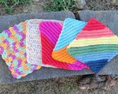 2 Dishcloths-- Discount Grab Bag Surprise Colors- Rainbow Scrap Colors- Crocheted Dish Cloths for Kitchen & Bath