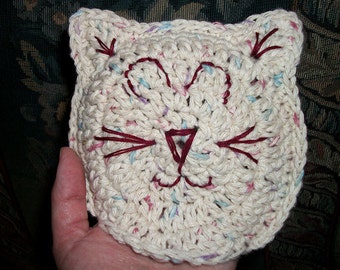Kitty Bath Mitt--Made to Order--Ice Pack Cozy--Rice Bag Cover--Handmade-- Crochet Bath Mitt