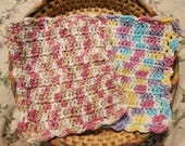 2 Crocheted Dishcloths- 100% Cotton Handmade- Multicolor- Pinks, Pastels, Rainbow, Variegated