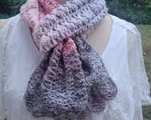 Lacy Scarf- Crochet Scarf- Pinks & Greys- Ready to Ship - Ladies' Scarf- Fall Neck Scarf- Winter Scarf- Women's Scarf- Free Shipping