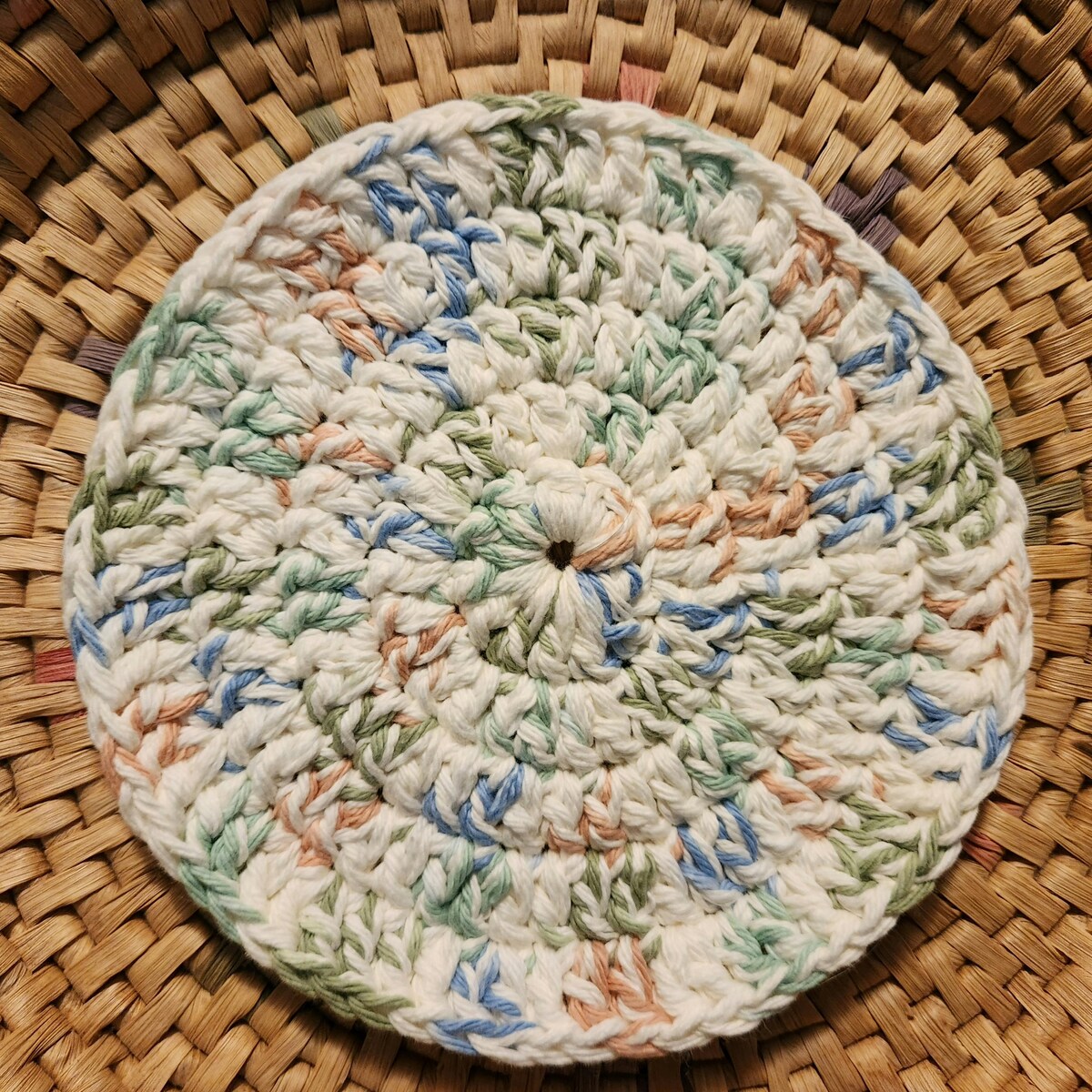 Crochet Hotpad--ready to Ship--thick Round Potholder--multicolor- Blues, Greens, Yellows, Reds-- Trivet - Etsy