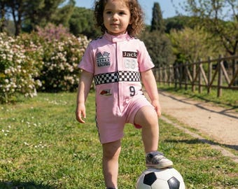 Traje de carreras personalizado para niños, traje de carreras personalizado, mono de manga larga para bebés y niños pequeños, sesión de fotos de cumpleaños - Regalo para el primer cumpleaños