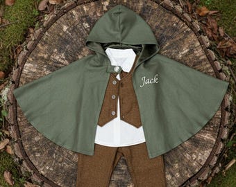 Disfraz de bebé hecho a mano, traje medieval infantil con capa, conjunto para cumpleaños y sesiones de fotos.