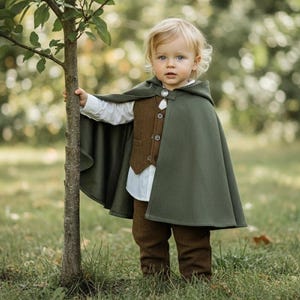 Baby Cloak and Vest Costume Medieval Style Outfit for Ren Faire, Cosplay & 1st Birthday Handmade Toddler Suit 2