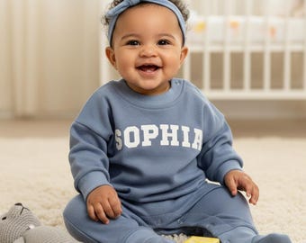 Conjunto con nombre para bebé / Sudadera con letras personalizada / Regalo para baby shower