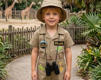 Conjunto de safari para niño pequeño, conjunto de explorador de la jungla, conjunto de cumpleaños para bebé niño, cumpleaños con temática de safari