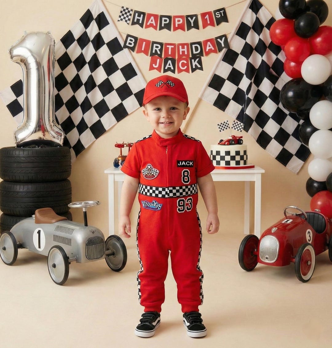Baby Racer Style Toddler Race Car Outfit Personalized Racing Suit Purple Long Sleeve ...