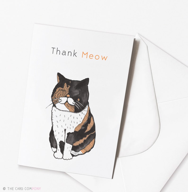 Thank You Card Cat Cards Funny Cards Cat Puns Cats Etsy