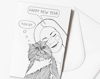 Funny Happy New Year Card | Funny Cat Card