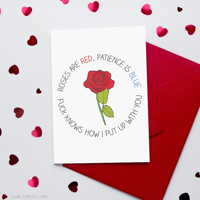 Sarcastic Funny Valentine's Card Roses are Red Poem image 1. Back to s...