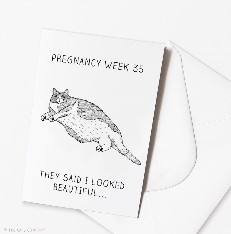 Funny Pregnancy Cards Baby Card Third Trimester Cat Card Etsy