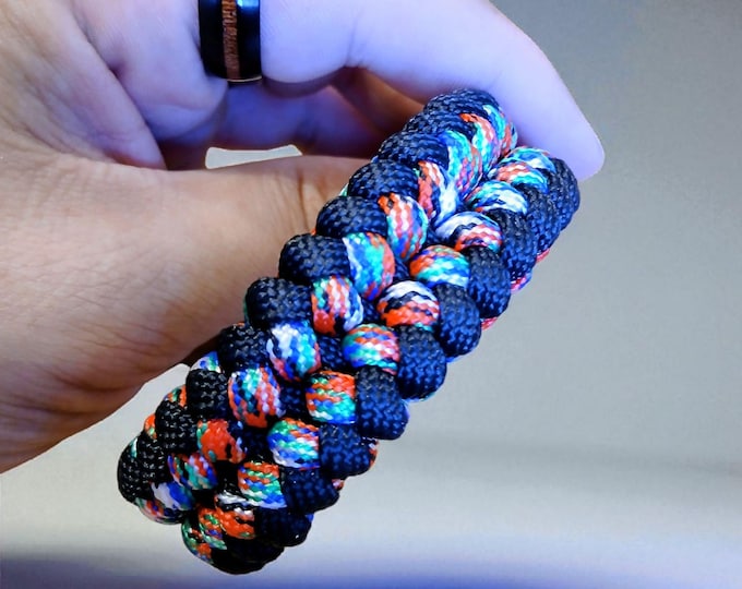 Rainbow & Black “Festival Fire” Paracord Bracelet