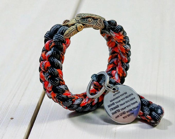 The Firewing Set – Paracord Bracelet & Matching Keyring with Eagle Clasp and Inspirational Quote