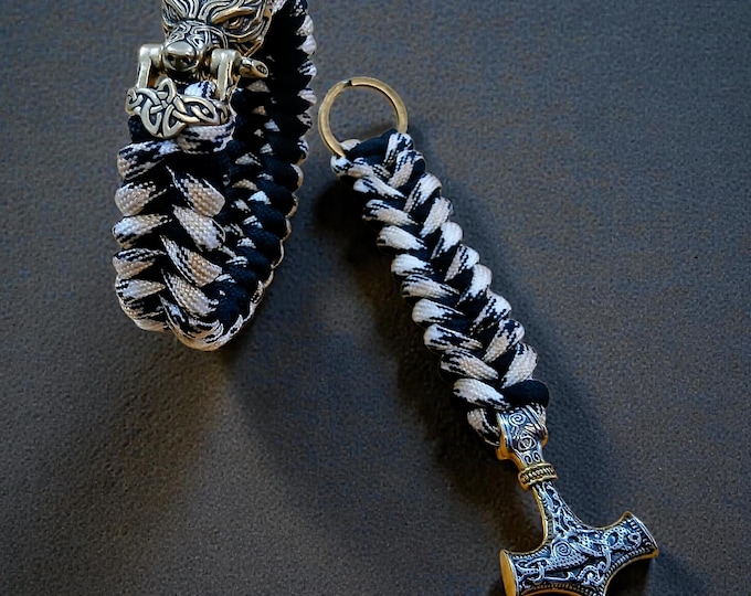 Paracord Bracelet & Keyring “Odin’s Wolfguard Set” Viking Gift Set