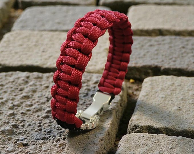 Handmade Red Paracord Bracelet Adjustable to fit 7-8 inch wrist