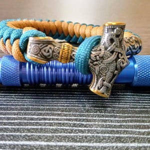 Bronze & Teal/Green “The Hammer of the North” Viking Thor Hammer Paracord Bracelet