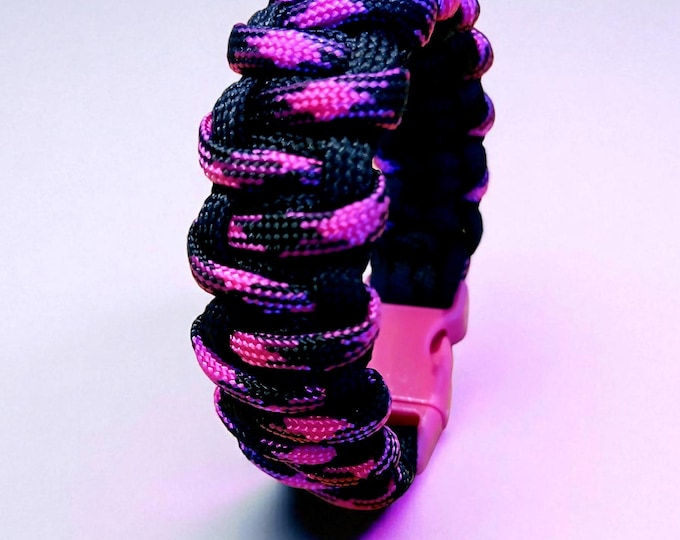 Black & Pink “Rebel Bloom” Paracord Bracelet