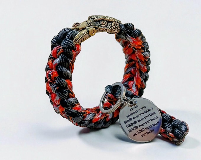 Paracord Bracelet Eagle Clasp & Keyring with Inspirational Quote