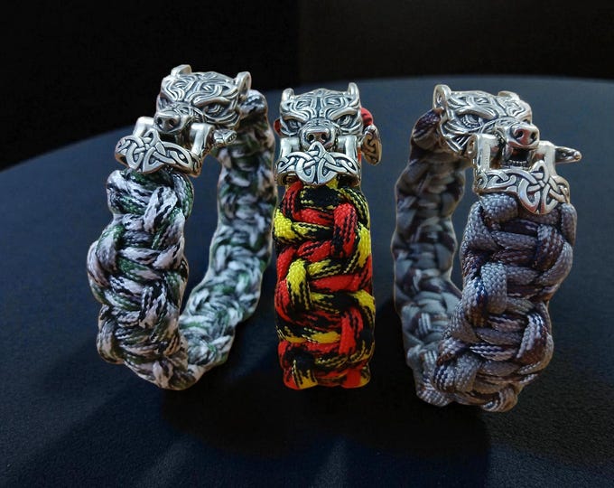 Fenrir's Fang Wolf Head Viking Paracord Bracelet