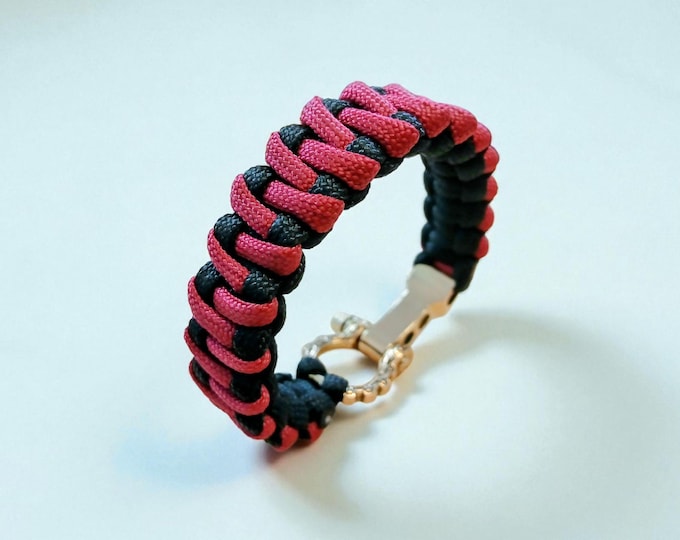 Adjustable Paracord Bracelet Red and Black Fit 7-8 inch Wrist