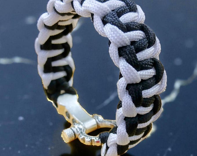 Paracord Bracelet "The Midnight Frost" Adjustable to fit 7-8 inch wrist