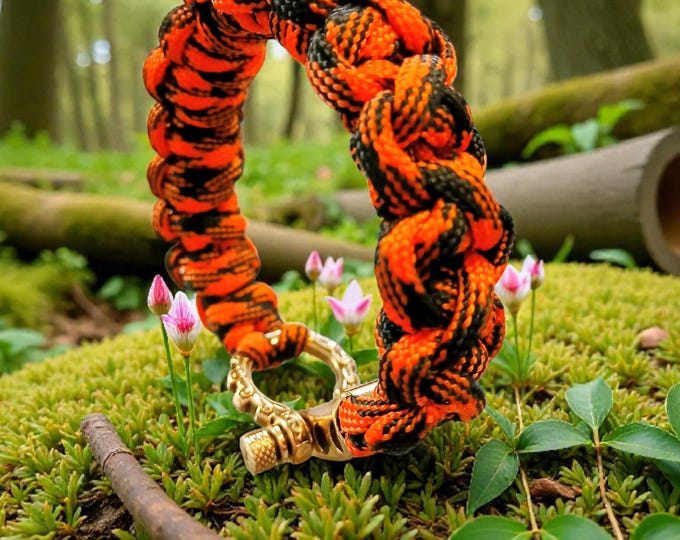 Paracord Bracelet Adjustable Orange and Black to fit 7-8 inch wrist