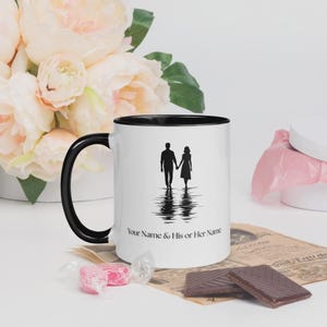 Personalized Mug with Name – Couple Illustration – Gift for Couples, Anniversary, Valentine&#39;s Day, Wedding, Birthday