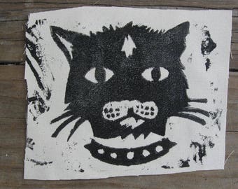 Bad Kitty Block-Printed Patch (7"x5")