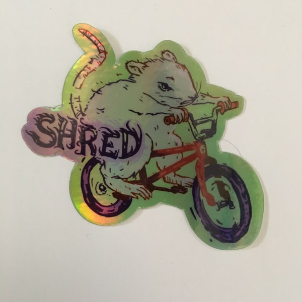 SHRED BMX Rat | 3x3 Holographic Vinyl Sticker