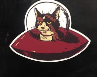 Saucer Cat 4" Vinyl sticker