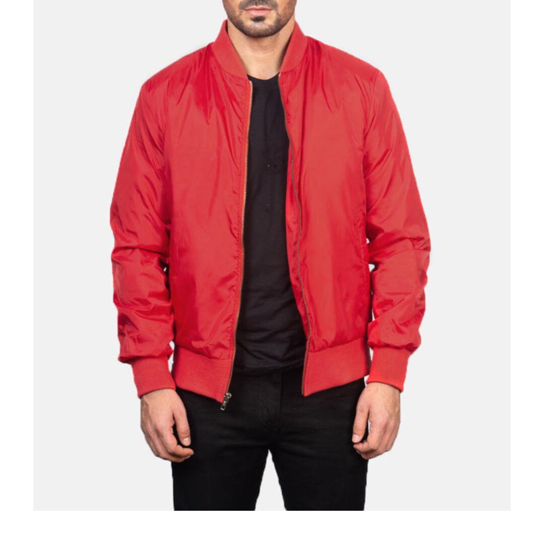 Zack Jacket Zack Red Bomber Jacket | Genuine Leather Streetwear Style - Etsy