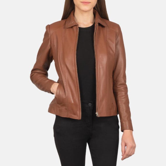Women's Colette Leather Jacket – Elegant Real Leather Coat - Etsy