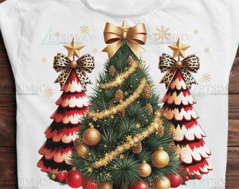 Árbol de Navidad coqueto PNG, Árbol de Navidad con lazo de leopardo de lujo Clipart Descarga digital