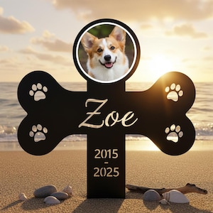 Custom Pet Memorial Bone Sign,Personalized Pet Loss Memorial Art,Metal Dog Lover Memorial Sign,Custom Bone Pet Grave Decor,Paw Print Grave