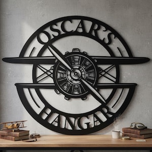 Personalized Flying Plane Hangar Metal Decor,Custom Vintage Pilot Hangar Wall Sign,Metal Custom Aviation Aircraft Plaque,Custom Plane Sign