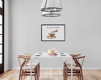 Coffee Line Art Print for Kitchen · Minimal Scandinavian Wall Art · A Cup of Calm