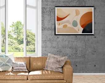 Terracotta abstracte kunstprint: minimalistisch Scandinavisch decor (digitale download A2/16 x 24")