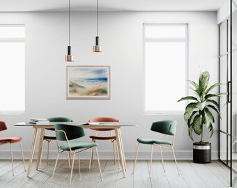 Scandinavian Seascape Watercolor Print: North Sea Coastal Art (Digital Download)