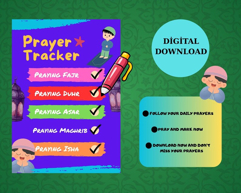Printable Daily Prayer Chart for Kids | Islamic Salah Tracker | Boy ...