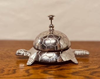 Vintage BOJ Eibar Espana Turtle Bell, Brass, Wind up Hotel Ringer