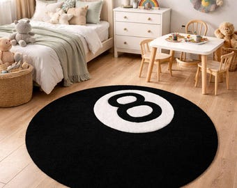 Hand-Tufted Wool 8 Ball Rug | Modern Kids Playroom Decor