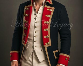 Men’s Victorian Military Regency Tailcoat, Gothic Style Steampunk Jacket, Historical Cosplay