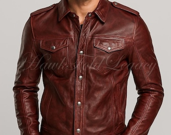 West Germany Retro Leather Jacket | Men's 44R (large) | Moto