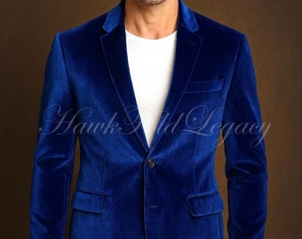 Men’s Blue Velvet Blazer | Luxury Velvet Suit Jacket | Tailored Wedding Coat | Holiday Party