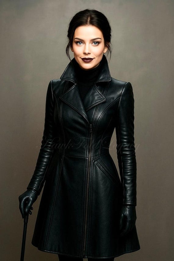 Handmade Gothic Steampunk Leather Trench Coat: Corset Waist, High Collar