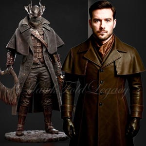 Bloodborne Hunter Leather Trench Coat: Gothic Steampunk Duster Jacket