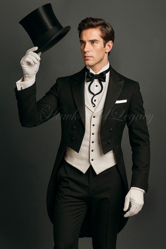 Men’s Victorian Black Wool Regency Tailcoat Jacket, Gothic Steampunk Frock Coat, Historical Overcoat Cosplay
