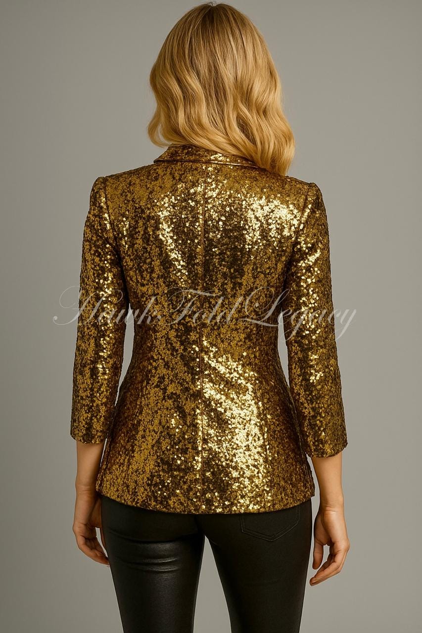 gold dress jacket womens Women's Sequin Party Blazer Coat darkgrey