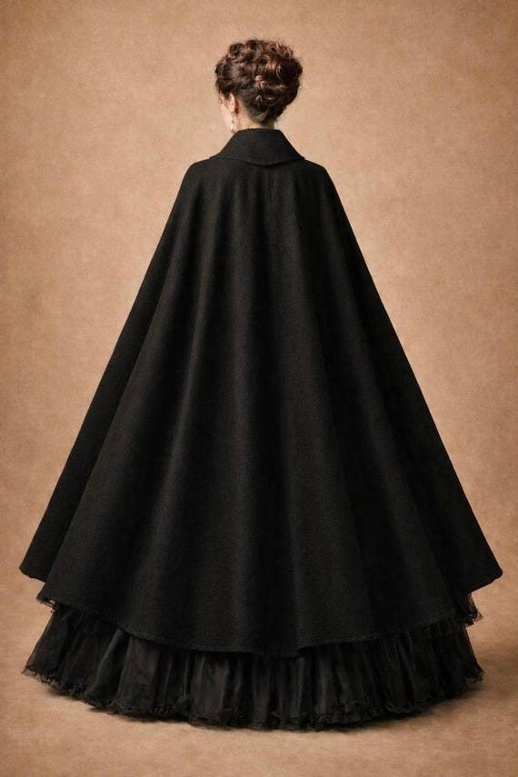 Women's Brown Wool Cloak Cape Coat, Vintage Victorian Steampunk